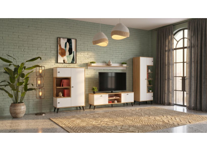Stilvolles weißes TV-Set TV-Unterschrank Regal zwei Bücherregale Designermöbel