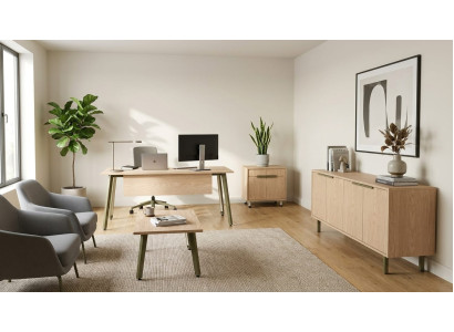 Büro Einrichtung Set mit Schreibtisch Sideboard Kommode Design