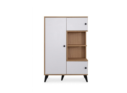 Weißes praktisches Bücherregal großes Schrank mit Regalböden Wohnzimmer