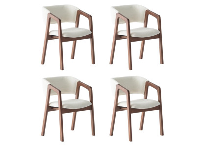 Esszimmerstuhl Set Polsterstuhl Modern Weiß Braun Edel