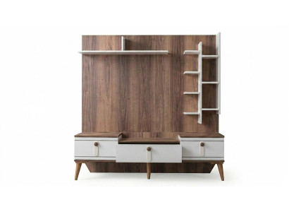 Braun-Weiße TV-Konsole Designer Wohnwand Exklusive Wohnzimmer Möbel