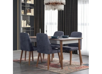 Elegante Essgruppe Moderner Esstisch 4x Küchenstühle Edler Set 5tlg