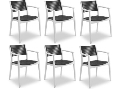 Kunststoff 6x Stuhl Modern Geripptem Sitz Rückenlehne Farbpalette