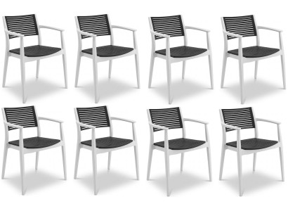 Kunststoff 8x Stuhl Modern Geripptem Sitz Rückenlehne Farbpalette