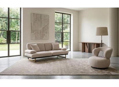 Sofa Set 3 Sitzer Sessel Modern Beige Edel Luxus Wohnzimmer Garnitur