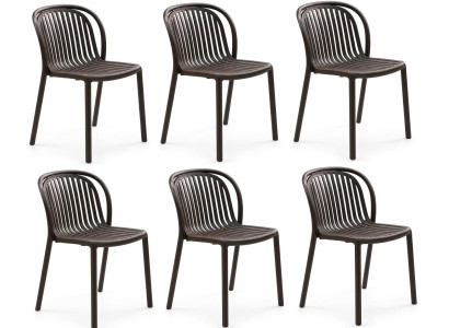 Modern 6x Stuhl Kunststoff Vertikalen Stäben  Rückenlehne Sitzfläche