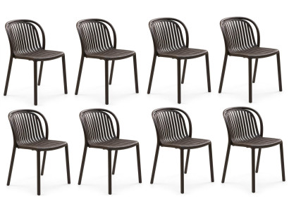 Modern 8x Stuhl Kunststoff Vertikalen Stäben  Rückenlehne Sitzfläche