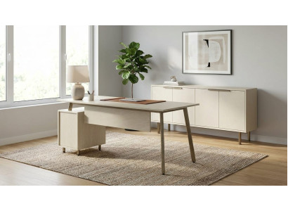Weiße Büroeinrichtung Exklusiver Schreibtisch Designer Kommode Set
