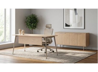 Beige Arbeitszimmer Garnitur Stilvoller Schreibtisch Edler Sideboard