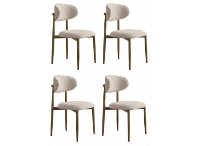 4 Esszimmerstühle Beige Polsterstuhl Holzgestell Modern