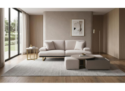 Sofa Set Couchtisch Beistelltisch Hocker Modern Weiss Edel Luxus Stil