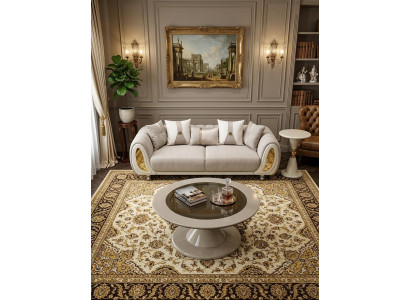 Wohnzimmer set 3-Sitzer sofa Couchtisch Beistelltisch Beige Modern