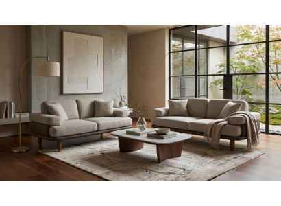 Beiges Wohnzimmer-Set Sofas Stoff Designer-Modelle hohe Qualität