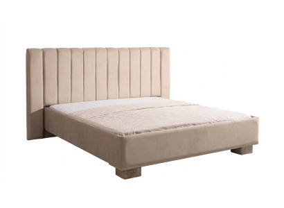 Beiges Doppelbett weich modern Bett mit Kopfteil Schlafzimmermöbel