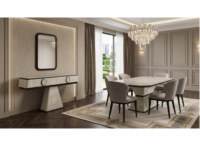 Esszimmer set Esstisch 6x Stühle Konsole Spiegel Moderner Stil Robust