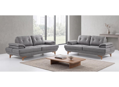 Möbel 2tlg 2 Sitzer Sofa Set Modern Grau Elegant Sofagarnitur