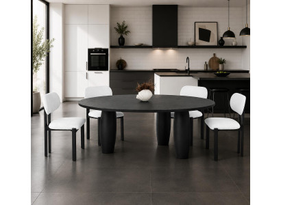 Esszimmer Set Esstisch 4х Stühle Modern Schwarz-Weiß Elegant Robust