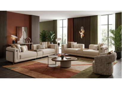 Komfortables Sofa Set mit Funktionstisch Sessel Couchtisch