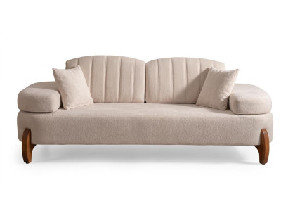 Beiges 2-Sitzer-Sofa aus Stoff weiches modernes Sofa Wohnzimmermöbel