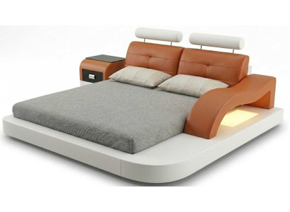 Premium Polsterbett mit Nachttisch für modernes luxuriöses Schlafzimmer