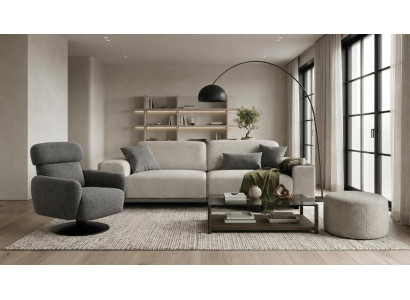 Komfortable Wohnzimmer Couchgarnitur Stoffsofa Polstersessel Hocker