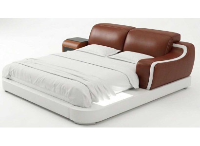 Modernes Premium Bett mit Kopfteil und Nachttisch für Luxus Schlafzimmer