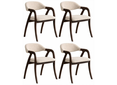 4x Esszimmerstühle Beige Braun Polsterstuhl Armlehnen Holz Modern Set