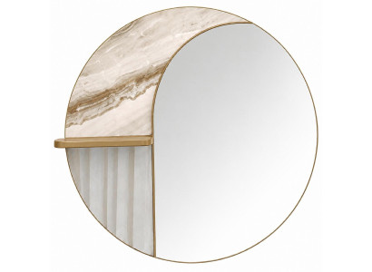 Spiegel modernes Design Wohnzimmer minimalistisch rund  Einsätze Gold
