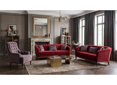 Burgunderrot-graues Wohnzimmer-Set Sofas Stoffsofas moderner