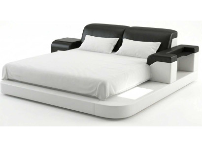 Luxus Schlafzimmer Bett mit Premium Design, LED und praktischem Regal