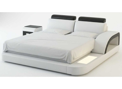 Luxus Schlafzimmer Bett mit Premium Design LED und praktischem Regal