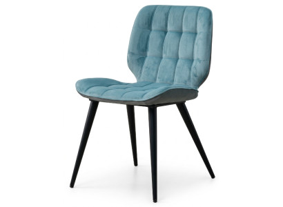 Kuscheliger Esszimmerstuhl Blau Textil Gesteppter Polsterstuhl Modern