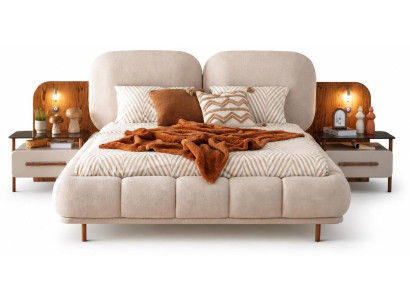 Bett Modern Beige Gepolstert Komfortabel Luxuriös Harmonisch Dezent