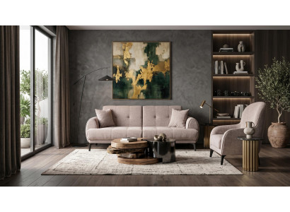 Beiges Wohnzimmer-Set 2-Sitzer-Sofa Stoffsofa und Sessel luxuriöse Sofas