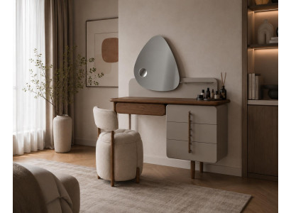 Schlafzimmer Set Schminktisch Sitzhocker Modern Beige Harmonisch Fein