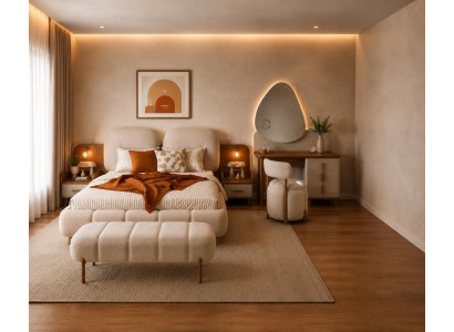 Schlafzimmer Set Bett Bettbank Schminktisch Sitzhocker Modern Luxuriös