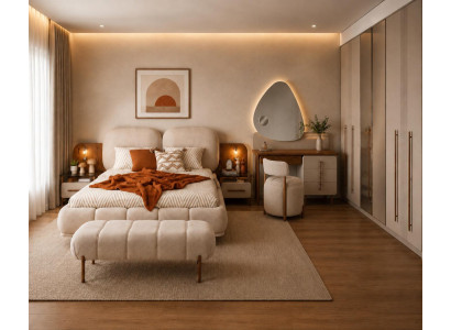 Schlafzimmer Set Bett Kleiderschrank Schminktisch Sitzhocker Bettbank