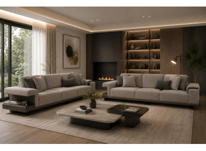 Elegantes Wohnzimmer Set Zwei 3-Sitzer Hoher Komfort Modern Design