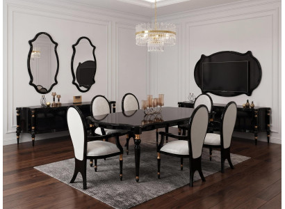 Esszimmer set Esstisch 6x Stühle Wohnwand Sideboard Spiegel