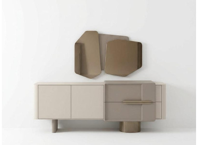 Moderne Kommode Beige mit Türen und Schublade Wohnzimmer Design