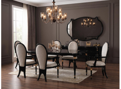 Esszimmer set Esstisch 6x Stühle Wohnwand Modern Schwarz