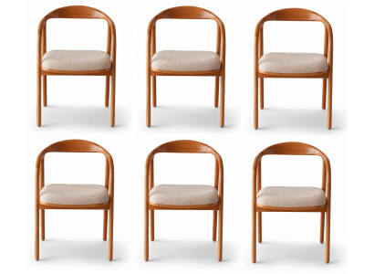 6х Rahmenstuhle Modern Beige Ergonomisch Hölzern Gepolstert Stabil