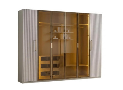 Kleiderschrank Modern Weiss Edel Schrank Glas LED Design