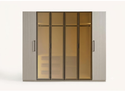 Kleiderschrank Modern Beige Edel Luxus Schrank Glasschrank