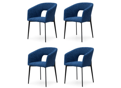Premium Esszimmerstühle 4x Set Blau Textil Edler Königsblau Ausschnitt
