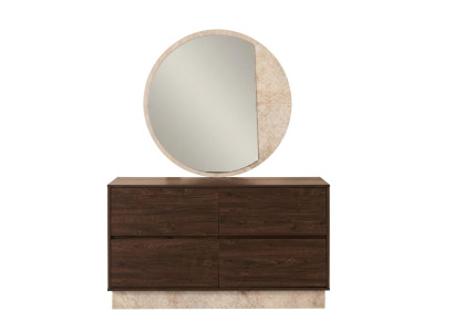 Brauner Frisiertisch aus Holz mit Spiegel Kommode Schlafzimmermöbel moderner