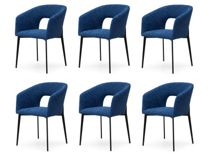 Modischer Esszimmerstühle 6x Set Königsblau Blau Textil Öffnung Nobler