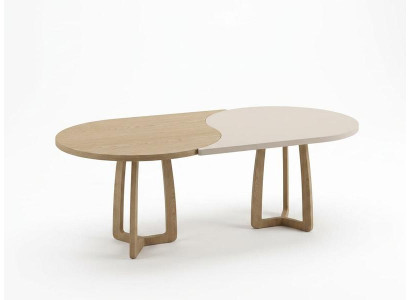 Couchtisch Beige Braun Holz Design Wohnzimmertisch Oval
