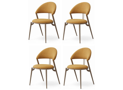 Kunstvoller Esszimmerstühle 4x Set Gelb Textil Taupe MetallBein Design
