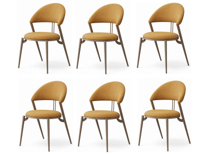 Exklusive Esszimmerstühle 6er Set Gelb Textil Schwebende Lehne Modern